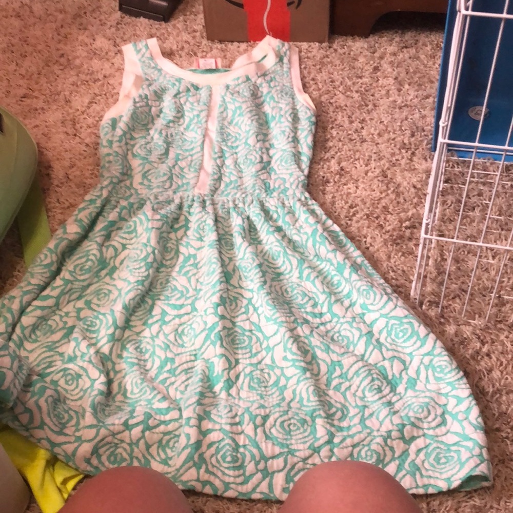 Beautiful robins egg blue and white rose dress size small great condition
